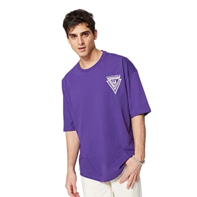 Afbeelding van Trendyol TMNSS20TS1102 Volwassenen Mannen T shirt single Paars L