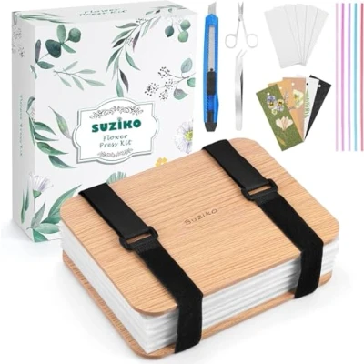 Afbeelding van Suziko Flower Press, professionele bloemenpersset bloemenconserveringsset 6 lagen 6,3 x 8,3 inch bloempersset voor volwassenen kinderen geweldig cadeau liefhebbers van kunst en ambachten
