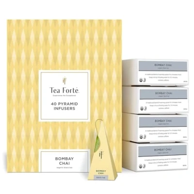 Afbeelding van Tea Forte Bombay Chai Verpakking van 40 infusie piramides Biologische zwarte thee