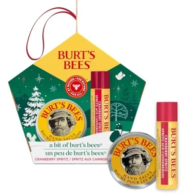 Afbeelding van Burt&#039;s Bees Cranberry Spritz lippenbalsem en handbalsem set in een verpakking