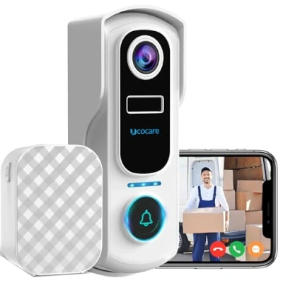 Afbeelding van UCOCARE 2K WiFi camera met bewegingsdetectie, nachtzicht, 2 weg audio, videogesprek, spraakwisselaar/bericht, onmiddellijke waarschuwingen, ondersteuning TF/cloudopslag
