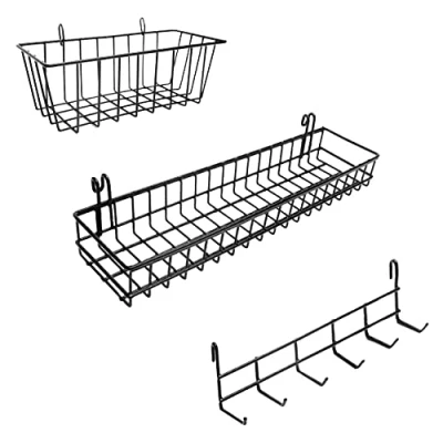 Afbeelding van Mandjes en Ophangrek Accessoires Voor Wandrek Industrieel Bakjes &amp; Hakenrek Mand Sleutelhouder Studentenkamer, Keuken, Gang, Woonkamer, Studeerkamer, Badkamer, WC