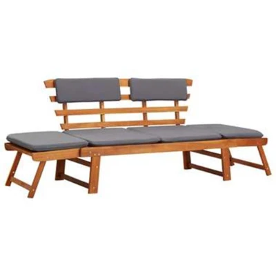 Afbeelding van Ligbed met kussen 2 in 1 190 cm massief acaciahout
