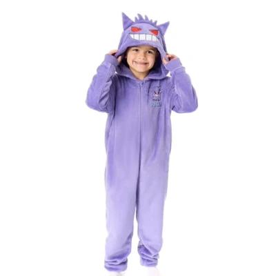 Afbeelding van Pokémon Gengar jongens rompertje pyjama voor kinderen met grafische print, capuchon en 3D oren in paars Kinderzakmonster nachtkleding Klassieke tv serie videogame merchandise