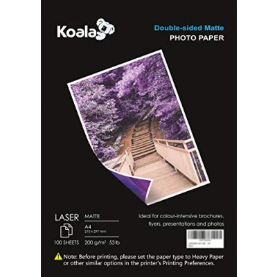 Afbeelding van KOALA Dubbelzijdig Mat Laser Fotopapier A4, 200 g/m², 100 vellen, voor alle printers en kopieerapparaten