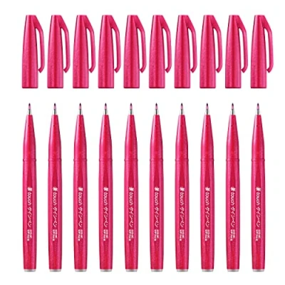 Afbeelding van Pentel Brush Sign Pen SES15C 1 Stuk bordeaux rood