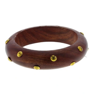 Afbeelding van Behave Bruine houten bangle met goud kleurige studs