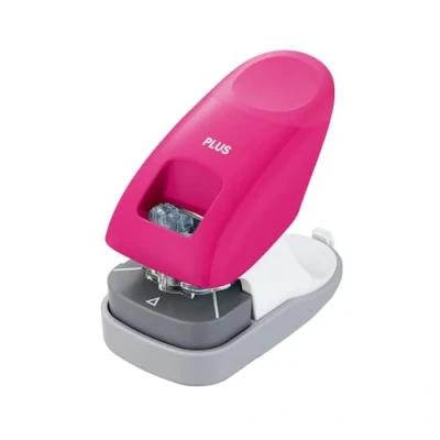 Afbeelding van PLUS Japan, Nietloze nietmachine bureaumodel in roze, nietcapaciteit 10 vellen, per stuk verpakt (1 x 1 nietjes)