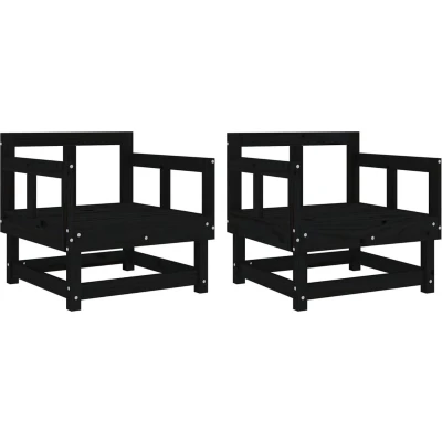 Afbeelding van Tuinstoelen 2 st massief grenenhout zwart