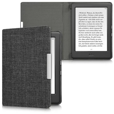 Afbeelding van kwmobile hoes compatibel met Kobo Glo HD/Touch 2.0 Stoffen beschermhoes voor e reader in donkergrijs