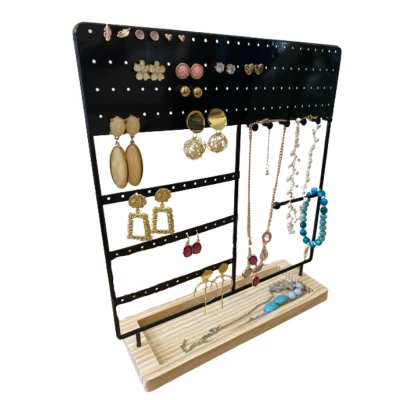 Afbeelding van Staalsmid Sieradenrekje Zwart Sieraden display opbergen Sieradenstandaard Sieradenrek Oorbellenrekje