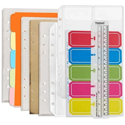 Afbeelding van DY.2ten A5 6 gaats Binder Notebook Vullingen Set (Gridded Paper + Gelinieerd Papier Kraftpapier Blank Losse Blad Papier) 180 Vellen /360 Pagina&#039;s (45 van Elk Type) Rits