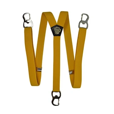 Afbeelding van Olata Y Vorm Bretels met Fles Opener Karabijnhaak Clips 2,5 cm. Geel