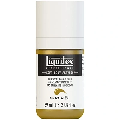 Afbeelding van Liquitex 1959234 Professional Acrylfarbe Soft Body Künstlerfarbe in cremiger deckender Konsistenz, hohe Pigmentierung, lichtecht &amp; alterungsbeständig, 59ml Flasche Irisierendes Helles Gold