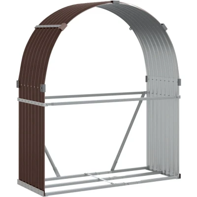Afbeelding van Haardhoutopslag 120x45x140 cm gegalvaniseerd staal bruin