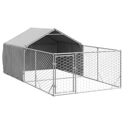 Afbeelding van vidaXL Hondenkennel met ren 4x2x1,5 m gegalvaniseerd staal