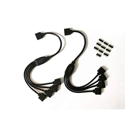 Afbeelding van 2 stks/pak zwarte 5pin LED splitter kabel Y strip connector voor 1 naar 4 SMD 5050 3528 RGBW strips (30cm)