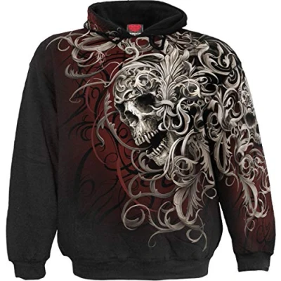 Afbeelding van Spiral Skull Armour Trui met capuchon all over S 100% katoen Everyday Goth, Gothic, Rock wear