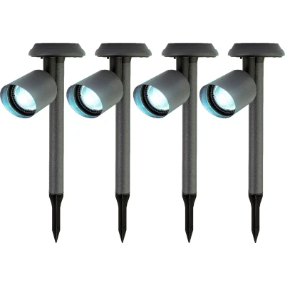 Afbeelding van 4x stuks solar prikspots/tuinspots metaal zwart H26 cm Prikspotjes