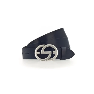 Afbeelding van Vanzetti Leren Riem Full Leather Buckel Belt W75 Navy Donkerblauw