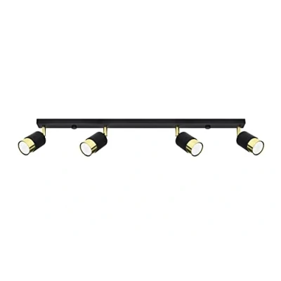 Afbeelding van Plafondlamp Nero 4 Lichts Zwart/Goud Giga Meubel