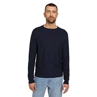 Afbeelding van TOM TAILOR Uomini Basic gebreide trui 1029751, 10668 Sky Captain Blue, M
