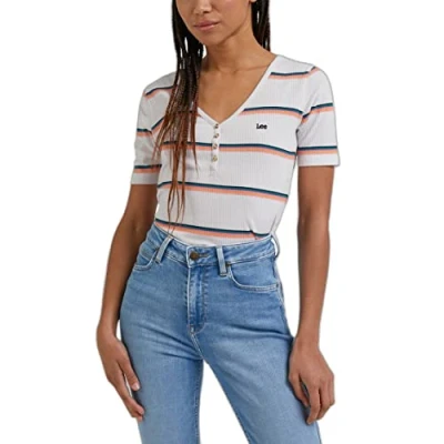 Afbeelding van Lee Henley Tshirt basic, Dames, Maat: 44/46, Ecru
