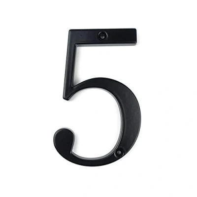 Afbeelding van HASWARE Huisnummerbord 4 inch (10 cm) Moderne Deurnummers Bewegwijzering Plaque Straat Huisadres Cijfers Zinklegering (5, Zwart)