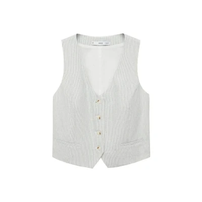 Afbeelding van MANGO Gilet &#039;Bali&#039; ecru / blauw