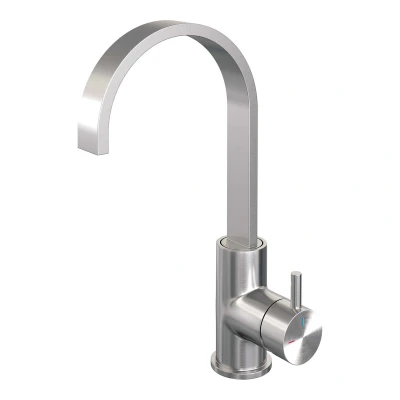 Afbeelding van Brauer Brushed Edition Wastafelmengkraan opbouw hoog draaibaar platte uitloop model b PVD geborsteld RVS