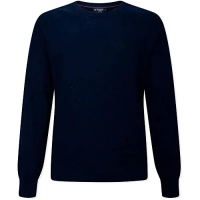 Afbeelding van Hackett London Heren getextureerde bamboe crew trui, marineblauw, M