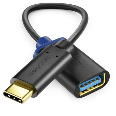 Afbeelding van deleyCON USB C naar A OTG Adapterkabel 3.0 5Gbit/s Mannetje Vrouwtje Voor PC Computer Laptop Smartphone 20cm Zwart