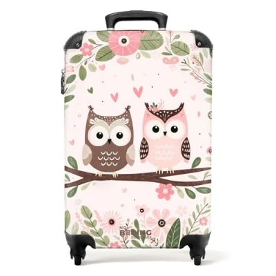 Afbeelding van NoBoringSuitcases.com® Meisjes kindertrolley met uilen Koffer kinderen 55x35x25