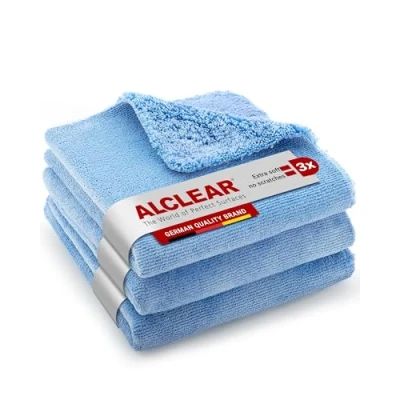 Afbeelding van ALCLEAR Polijstdoek auto droogdoek set van 3 premium microvezeldoeken voor professioneel lakonderhoud 40 x cm microvezeldoek krasvrij drogen en polijsten microvezel