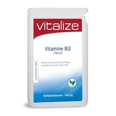 Afbeelding van Vitalize B12 energie 200 tabletten Draagt bij aan extra vermoeidheid en moeheid Is goed voor het concentratievermogen, geheugen de leerprestaties