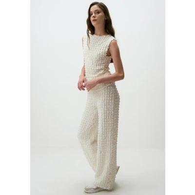Afbeelding van Jimmy Key Textured Broek, Dames, Maat: 38, Ecru