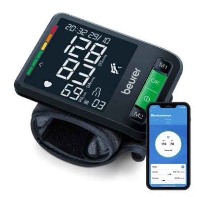 Afbeelding van beurer BC 87 Bloeddrukmeter pols Bluetooth® XL Touch display Onregelmatige hartslag Rust en Risico indicator Manchet 13,5 21,5 cm 2 Gebruikersgeheugen Gratis HealthManager Pro app Incl. batterijen 5 Jaar garantie