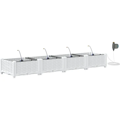 Afbeelding van vidaXL Tuin Plantenbak Wit Kunststof 160 x 40 22 cm Plantenbakken