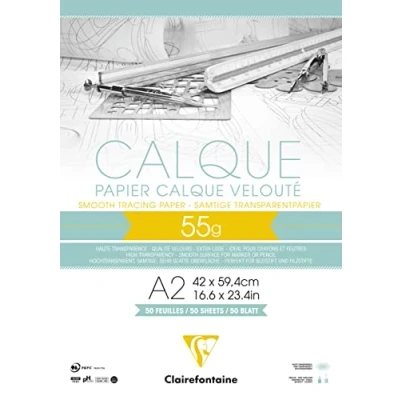 Afbeelding van Clairefontaine Tracing Paper Pad, 50/55 g, A2, 50 Vellen