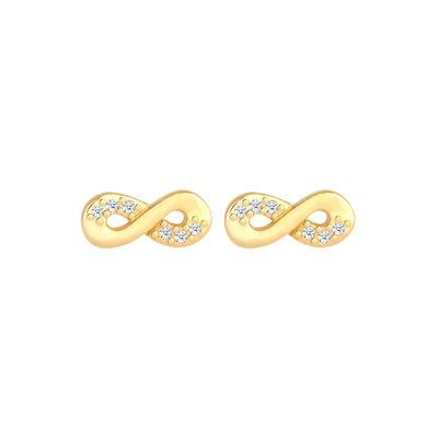 Afbeelding van Elli PREMIUM Dames Oorbellen Oorknopjes Infinity Liefde met Diamanten 0,06 ct. in 585 Geelgoud