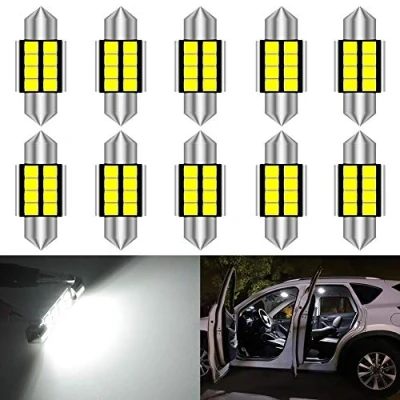 Afbeelding van KATUR Superheldere Festoon ledlampen, 5630 Chipsets, aluminium CanBus, foutvrij, 31 mm DE3175 DE3021 DE3022 6428 7065 , auto interieur, deur, kaart, koepel, lichten, xenon wit, 12 V, 10 stuks