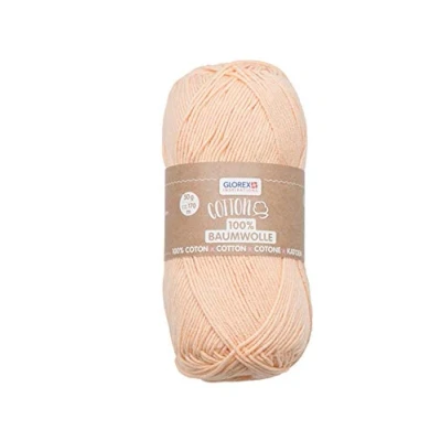 Afbeelding van Glorex 5 1004 02 katoen 100% katoen, veelzijdig inzetbaar voor breien, haken en knutselen, zeer goede kwaliteit, zacht wasbaar, 50 g, ca. 170 m, zalm