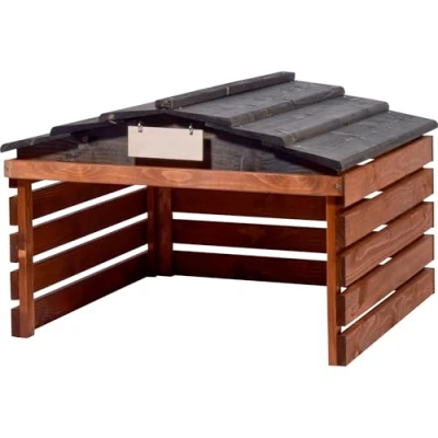 Afbeelding van dobar® Garage voor robotmaaier van hout met afneembaar dak, schuilplaats individueel schild 78,5 x 74 52,5 cm bruin/zwart