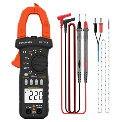 Afbeelding van Digitale stroomtang Klem Meter T RMS 6000 tellingen,GR 7200B stroomsterktemeter multimeter spanningstester automatisch bereik, NCV detectie, meet stroom spanning temperatuur capaciteit