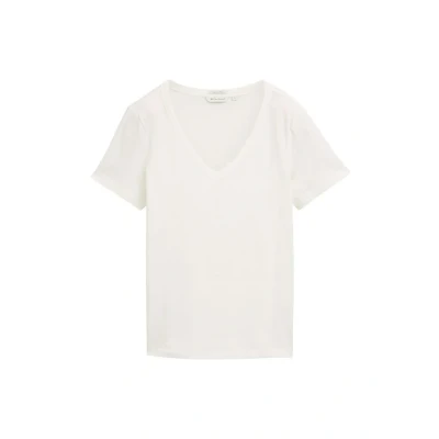 Afbeelding van TOM Tailor MIT Vausschnitt Tshirt print, Dames, Maat: Large, Whisper white