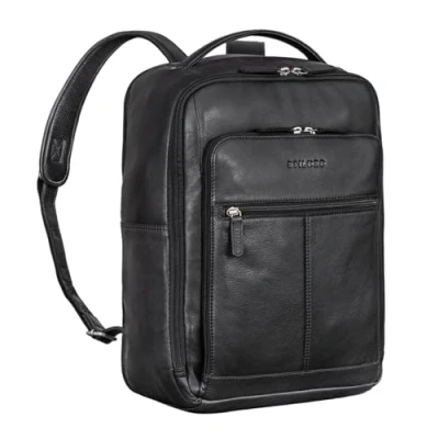 Afbeelding van STILORD &#039;Gordon&#039; Rugzak Leer Mannen en Vrouwen Messenger Laptop 17 inch Leren Dames Zakelijke Mannen, Kleur:zwart