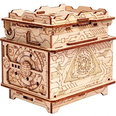 Afbeelding van ESC WELT Orbital Box Creatieve Geschenkdoos voor Geld, Waardebonnen, Cadeaubonnen Unieke Geschenkdozen Geschenken met Deksels Puzzelgeschenkdoos Dames en Heren Houten