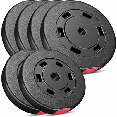 Afbeelding van Hop Sport 50 kg Halterschijven Set, Kunststof, 30 mm boring, Gewichtsschijven voor effectieve training in je Homegym, Gewichten 4x10 kg, 2x5