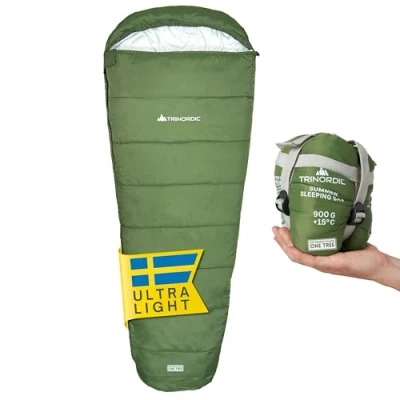 Afbeelding van Trinordic 900g Mummieslaapzak voor Zomer Extra Lang met Anti Klem Rits, Volwassen Slaapzak