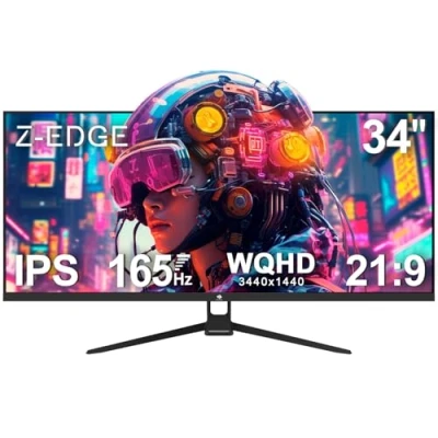 Afbeelding van Z Edge Monitor PC Gaming 34 inch, UWQHD (3440 x 1440), 165 Hz, IPS paneel, 1 ms, ultrabreed scherm 21:9, AMD FreeSync, verstelbare helling, 2 DP1.4 &amp; HDMI 2.0, RGB, VESA 75 mm (DP kabel